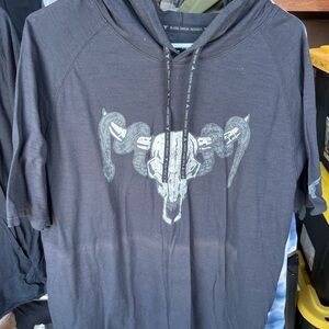 Under Armour Black short sleeve Hoodie with Ram Skull Design